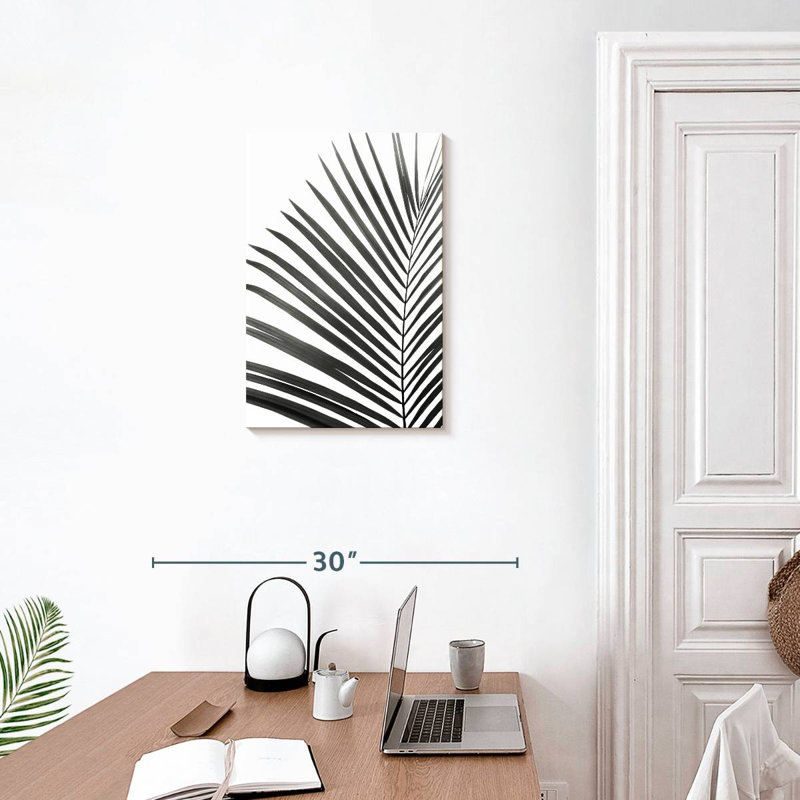Harnek Palm Leaf In Black And White, 24" H x 16" W