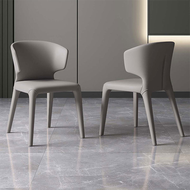 Chaise d'appoint moderne à dossier solide gris (ensemble de 2)