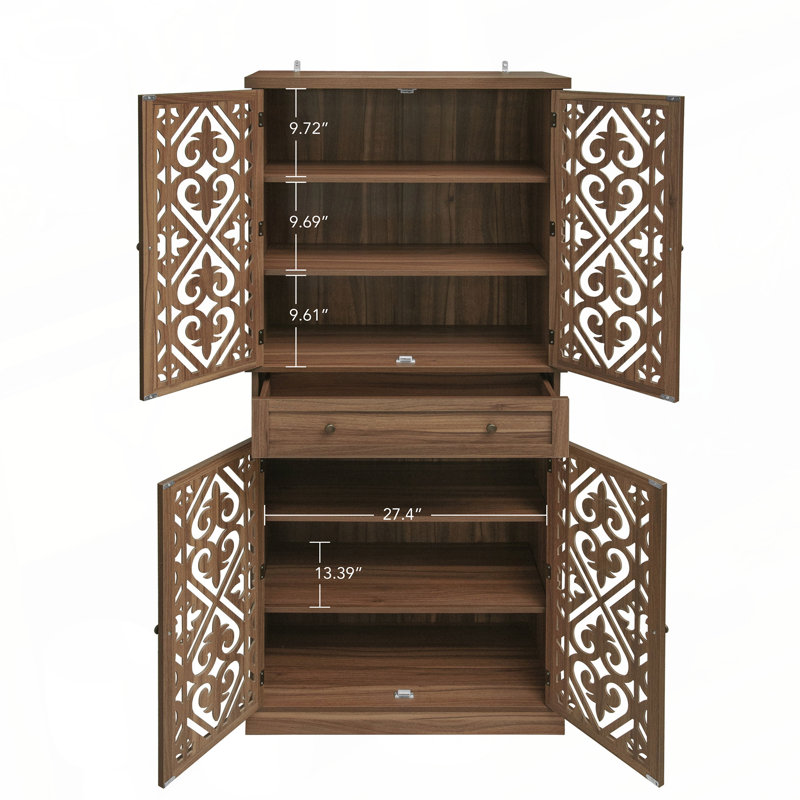 Armoire de rangement à 4 portes avec 1 tiroir et 4 tablettes intérieures réglables