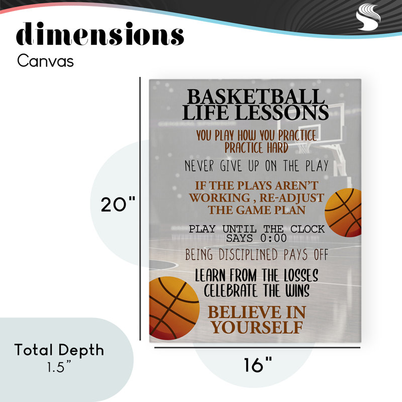 «Basketball Life Lessons», conception de Kim Allen, H 20 po x l 16 po