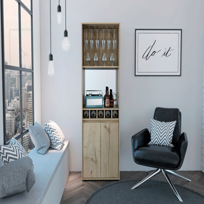 5-Bottle 2-Shelf Bar Storage Cabinet