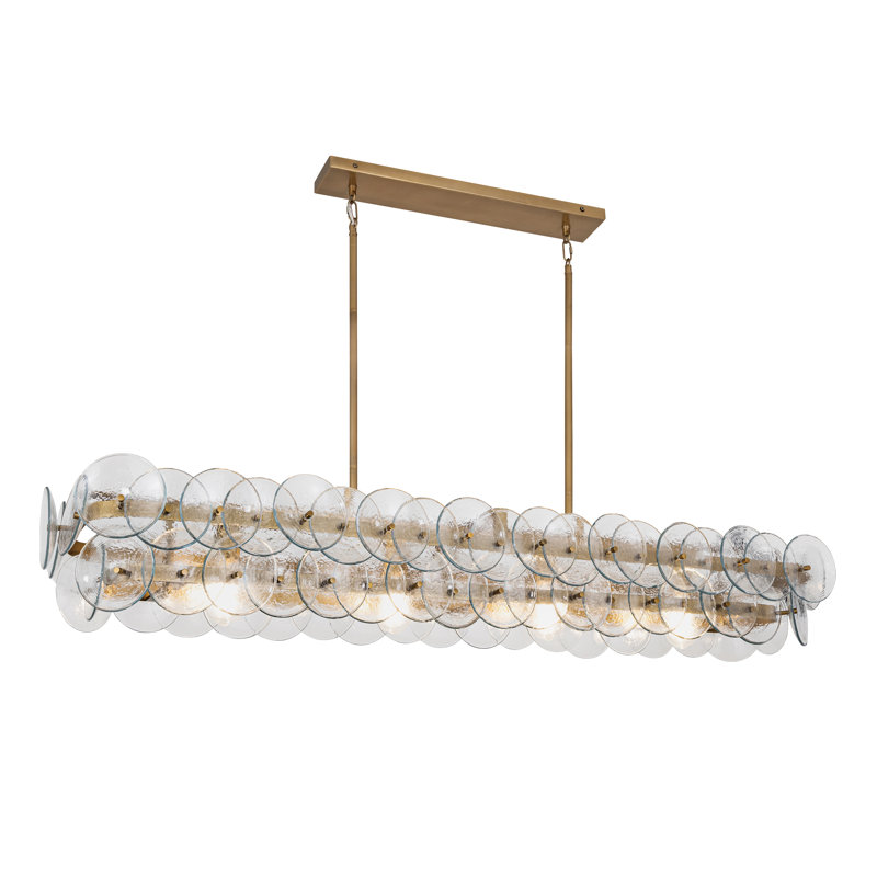 Loren-Linear Pendant, Weathered Brass/Textured Clear