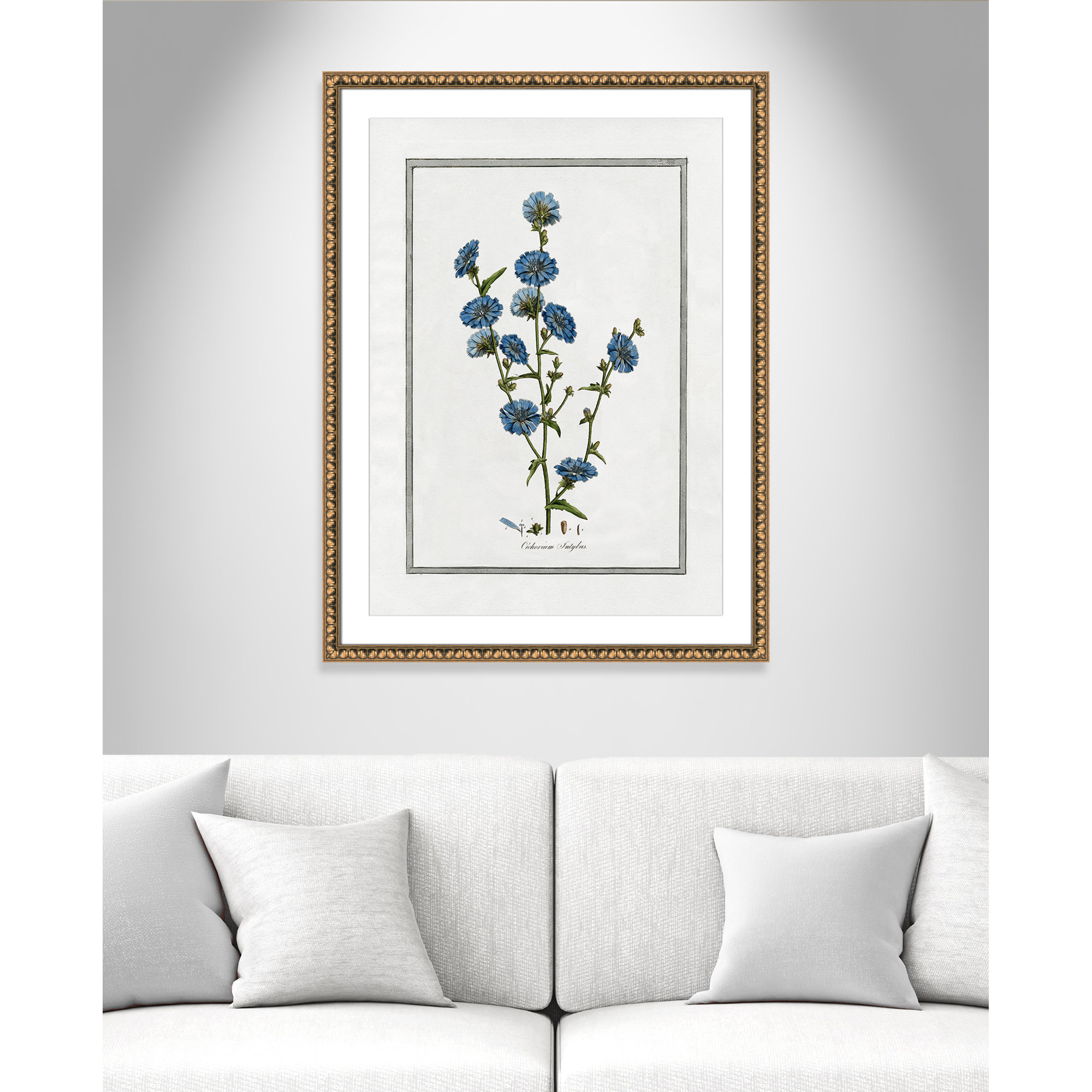 Soft Botanical I - Framed Art Full Bleed, 26.5" W x 36.5" H, Gold Bead Framed