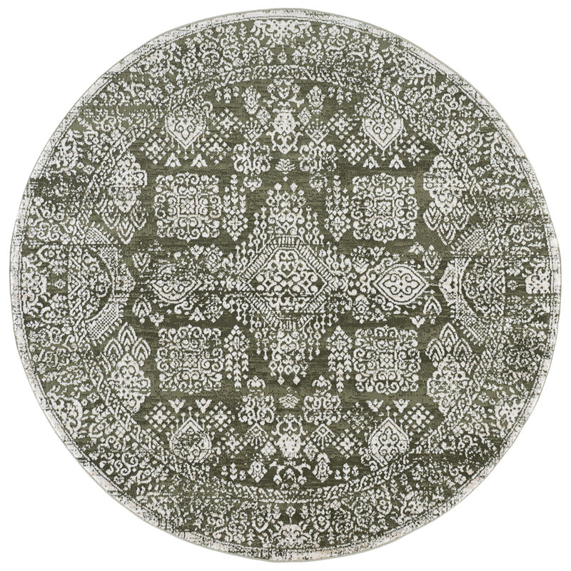 Chamber Power Loom Performance Oriental Indoor Rug, 6'-7" x 6'-7" Round