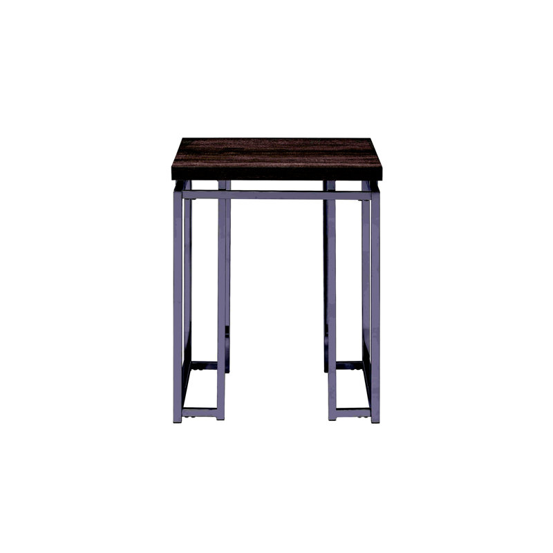 Charmante table de bout en chêne naturel avec finition chromée pour décors polyvalents