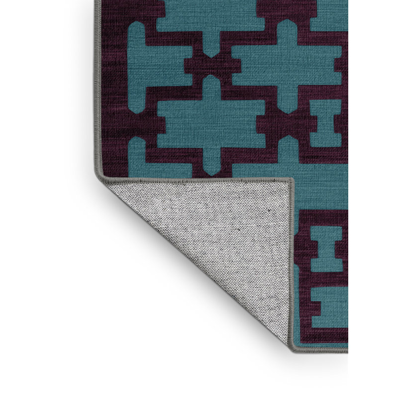 Tapis brun treillis lavable à la machine, Carré 6 pi