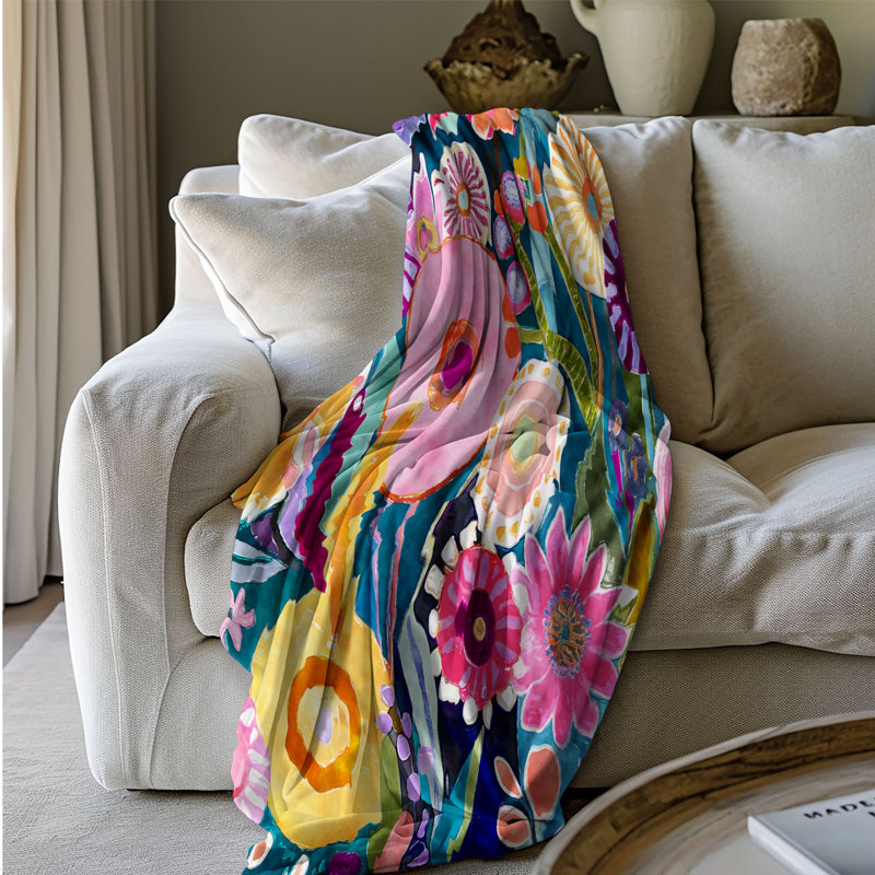 Whimsical Blossom Bash Throw Blanket, 50" W x 60" L