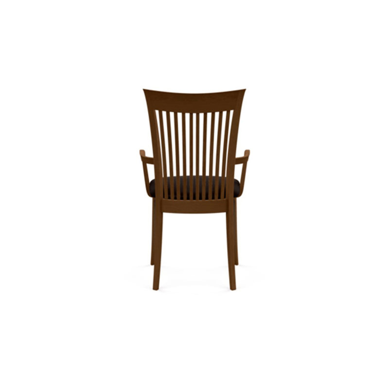 Sarah Upholstered Arm Chair, Ebony Leather, Saddle Cherry