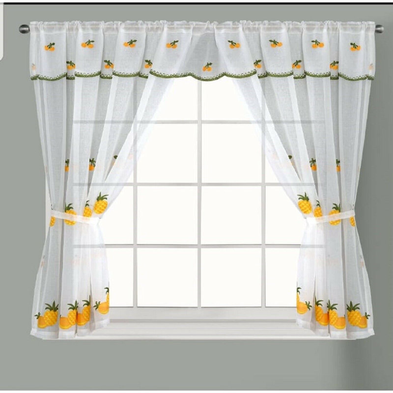 Gavril Kitchen Kingston Room Darkening Curtain, Yellow/White, Width 122 x Drop 91cm