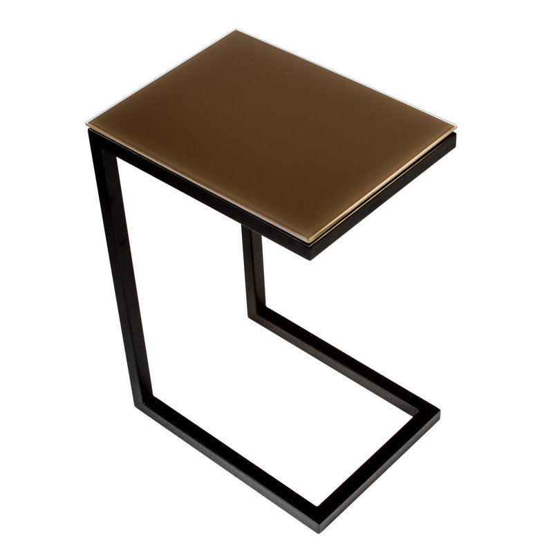 Stretford Glass Top End Table, Black, Black