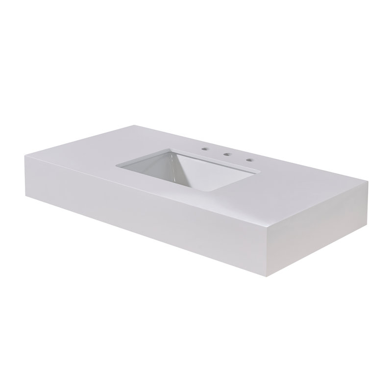 42" Snow White Ceramic Single Bathroom Vanity Top with Sink