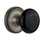 Classic Rosette with Black Porcelain Door Knob