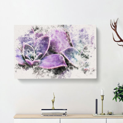 Lilac & Green Succulent Plant - Wrapped Canvas