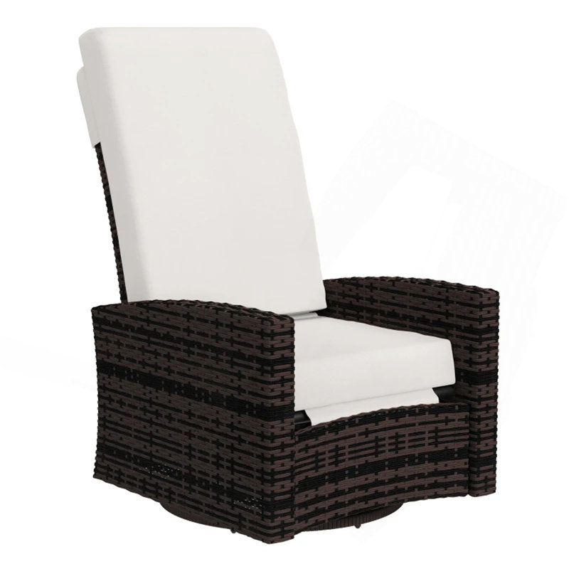 Fauteuil inclinable pivotant en osier, Coussin blanc / cadre noir