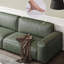 Canapé modulaire vert en cuir véritable