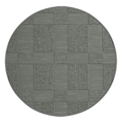 Machine Washable Checkered Brown Area Rug