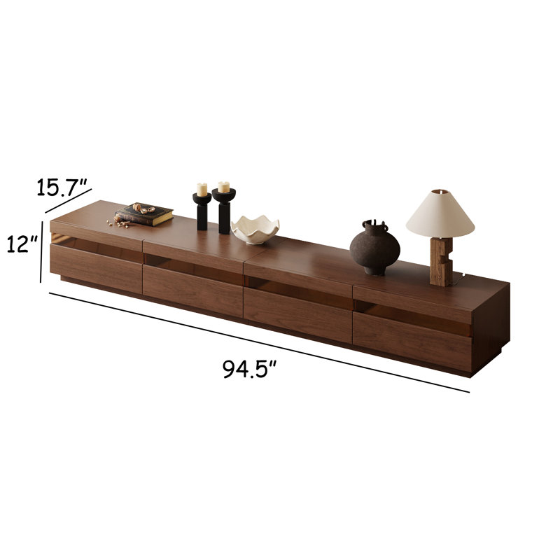 Brown 4 Drawers TV Stand, 94.5''Wx15.7''Dx12''H