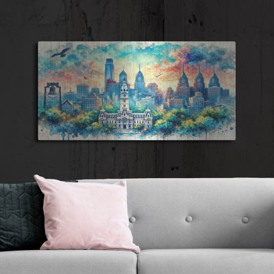 Lark Manor™ 'Philadelphia Watercolor' by Rey Klimt Metal Wall Art