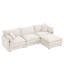Canapé modulaire modulaire, ensemble de canapé en forme de L de 102 pouces pour le salon, canapé à 3 places confortable avec repose-pieds mobile, combinaison de bricolage, chenille, beige-1971827533