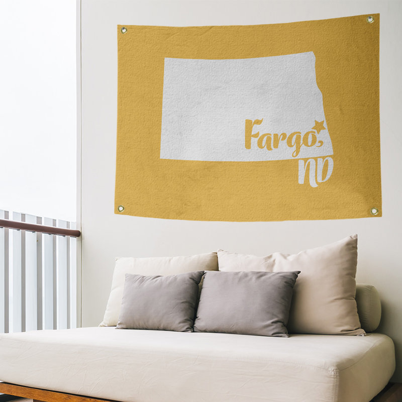 Tapisserie murale fargo north dakota, H 59 po x l 80 po, Jaune