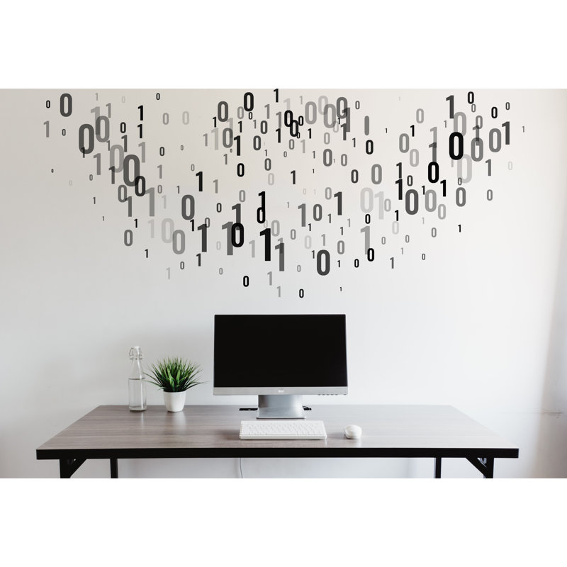 Autocollant de code code binaire, technologie vinyle Art mural, autocollant de carte de circuit imprimé, décoration murale de bureau, bureau d'ordinateur