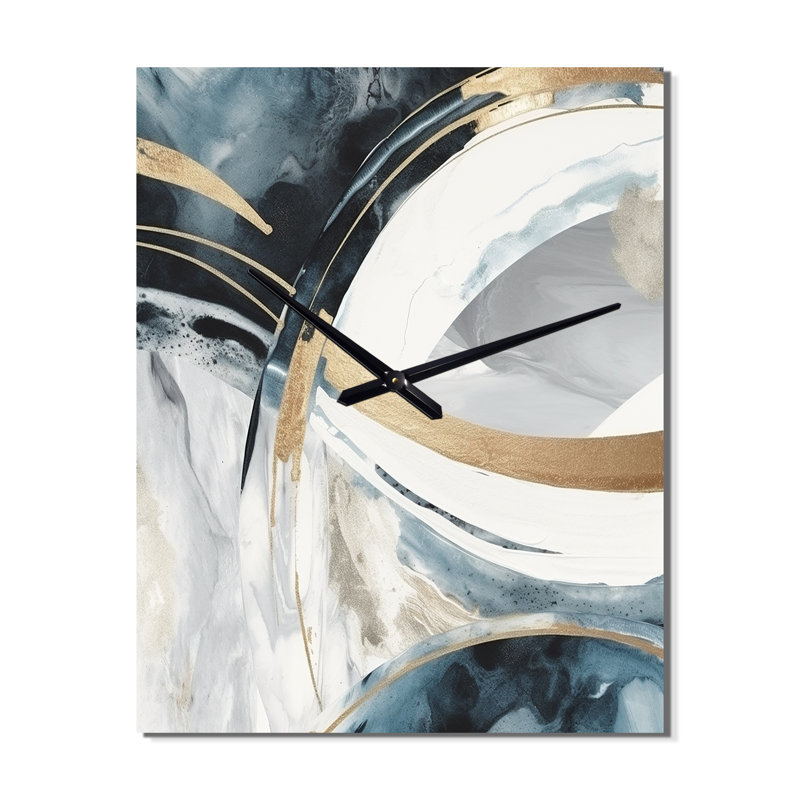 Jakobey - Horloge murale abstraite en marbre surdimensionnée, H 40 po x l 30 po