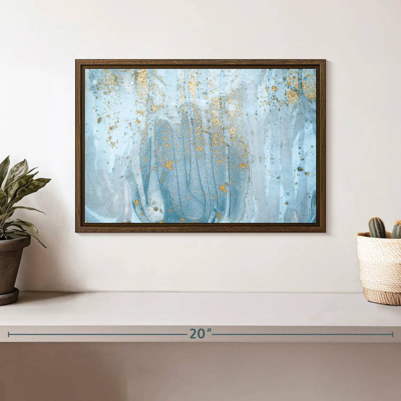 Giard bleu clair, 13 po x 9 po, Cadre flottant noyer