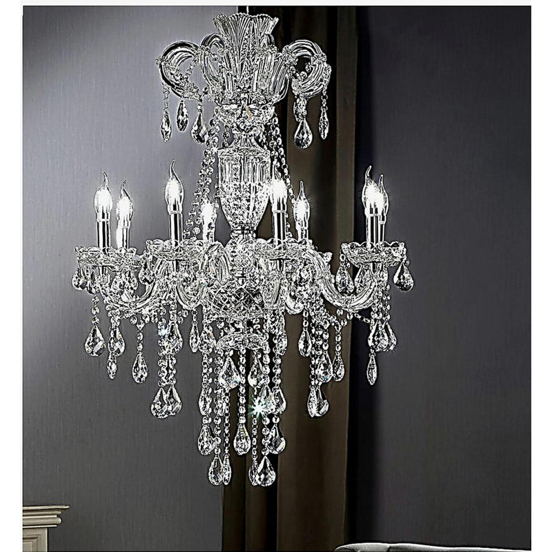 Luminaire suspendu 37 DEL en cristal argent 37 pouces Elizabeth