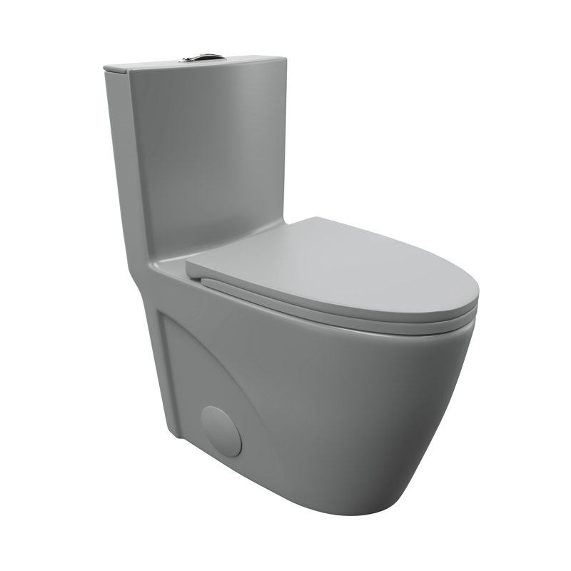 Toilette moderne une pièce à chasse double 1,1 / 1,6 GPF Reno en gris glacier (siège inclus), Gris glacé