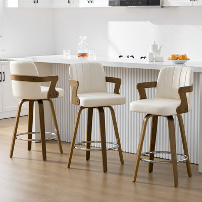 Tabouret de bar et de comptoir pivotant rembourré avec accoudoirs (ensemble de 3)