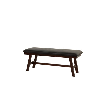 Banc de salle à manger 43 cm P x 122 cm L x 48 cm H Bois massif 1 pièce Revêtement en similicuir noyer