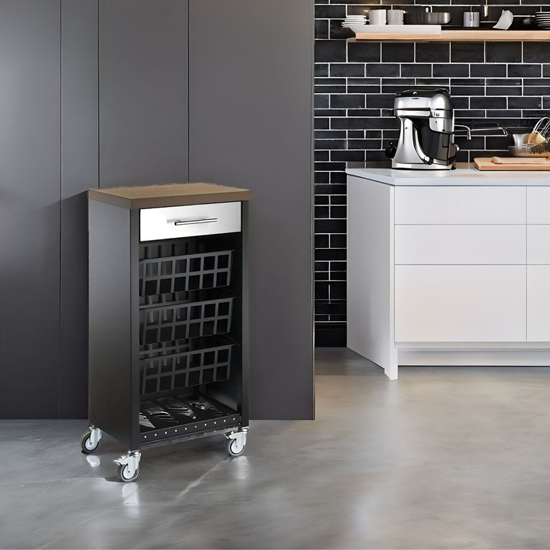 Kestin 19'' Wide Rolling Kitchen Cart, Brown/Black
