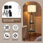 Lampe sur pied moderne en métal avec tablettes et abat-jour en lin Modern