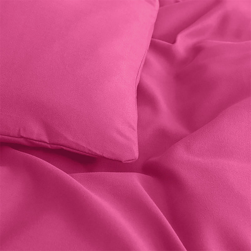 Plain Microfibre Reversible Contemporary Luxury Quilt Duvet Cover with Pillow Cases, Pink