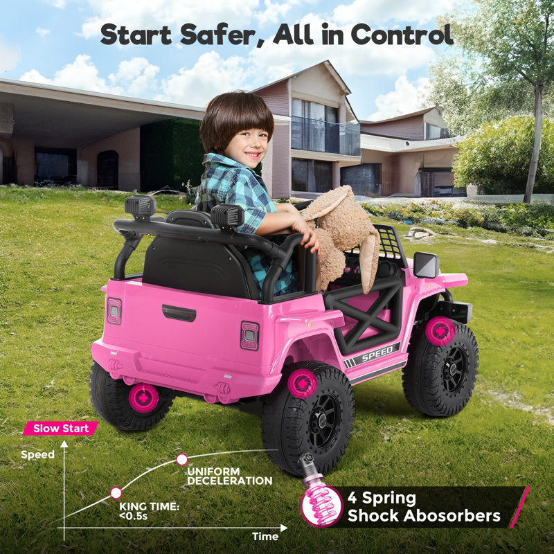 Kimbosmart Upgraded Kids Ride On Truck, 12V Electric Car w/Remote Control, , Wide Seat, Electric Vehicles for Kids to Drive