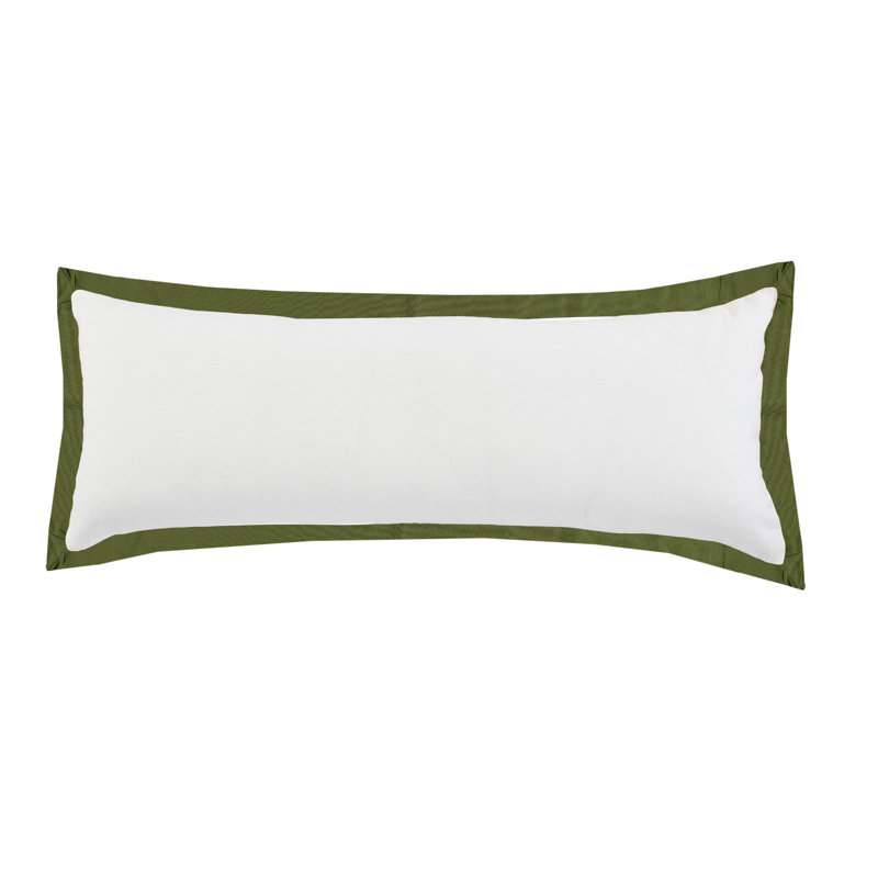 Housse de coussin décoratif contemporaine faite à la main de couleur unie 100% coton, Blanc/vert, Polyester