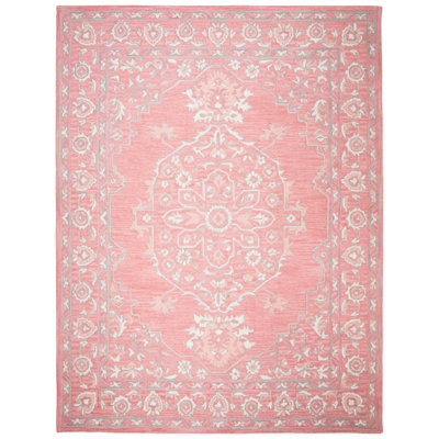 Crissyfield Oriental Wool Pink/Ivory Area Rug