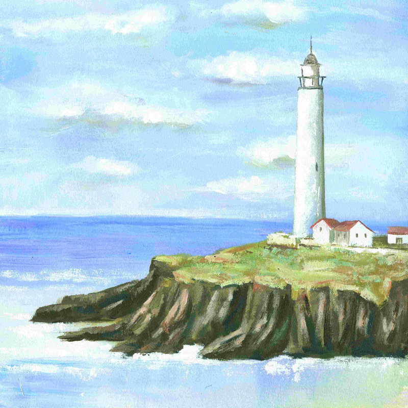 Peinture traditionnelle de phare, H 36 po x l 36 po x P 1,25 po