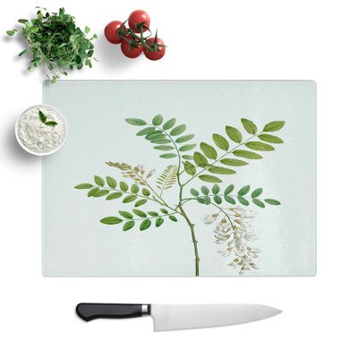 Tempered Glass Acacia Tree Flowers Chopping Board
