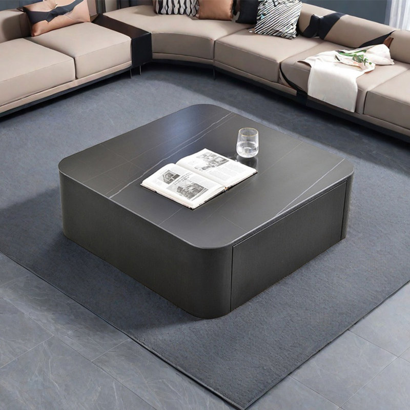 Table basse moderne simple carrée, Noir, noir, noir, noir, H 15 po x L 35,4 po x l 35,4 po, Noir, noir, noir, noir