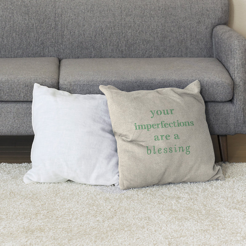 Coussin de sol, 40 po x 40 po, Blanc / Vert