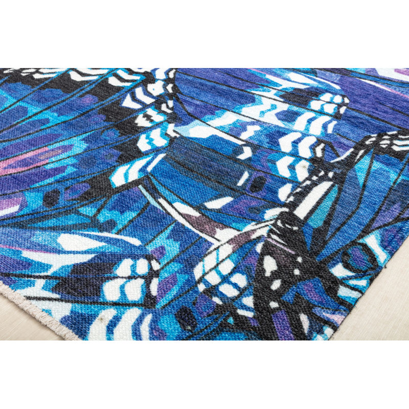 Maisie Abstract Morpho Blue Area Rug, Rectangle 7'10" x 10'10"