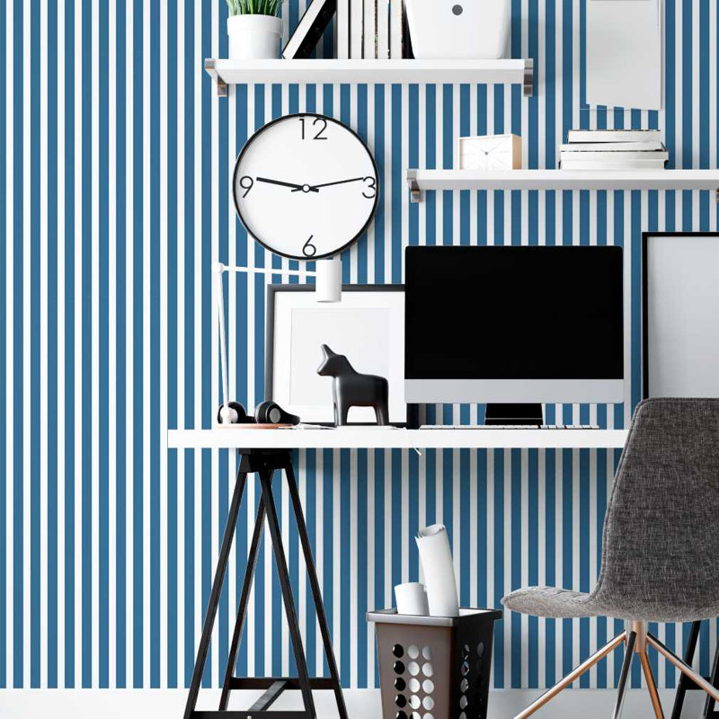 Rouleau de papier peint adhésif Daylann, Bleu, L 96 po x l 24 po