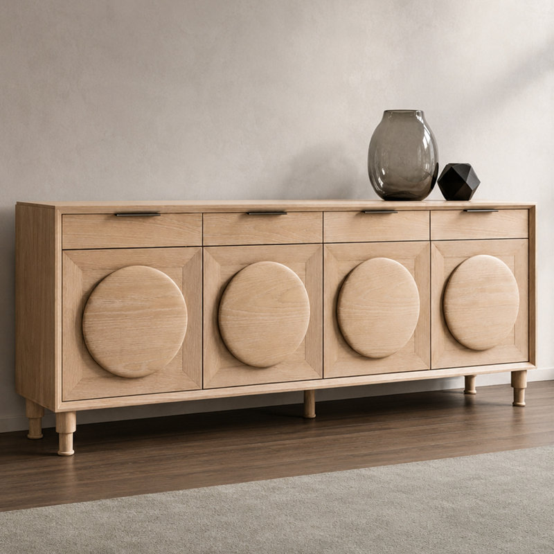 Buffet grande capacité de style rétro, 29.92" H x 75.98" W x 15.75" D, Burlywood
