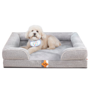 Canapé pour chien en mousse à mémoire de forme Laifug, lit moyen, avec doublure imperméable et housse amovible lavable