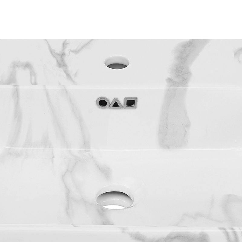 Lavabo de salle de bain mural à robinet droit en marbre blanc St. Tropez