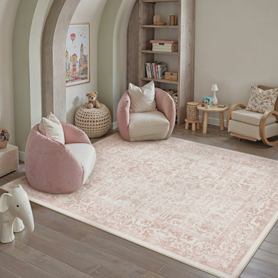 Tapis rose lavable Lilah