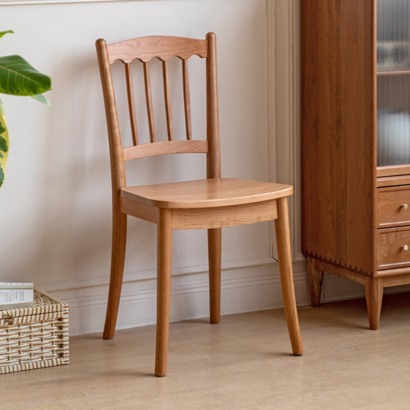 Vintage Solid Cherry Wood High-back Dining Chair