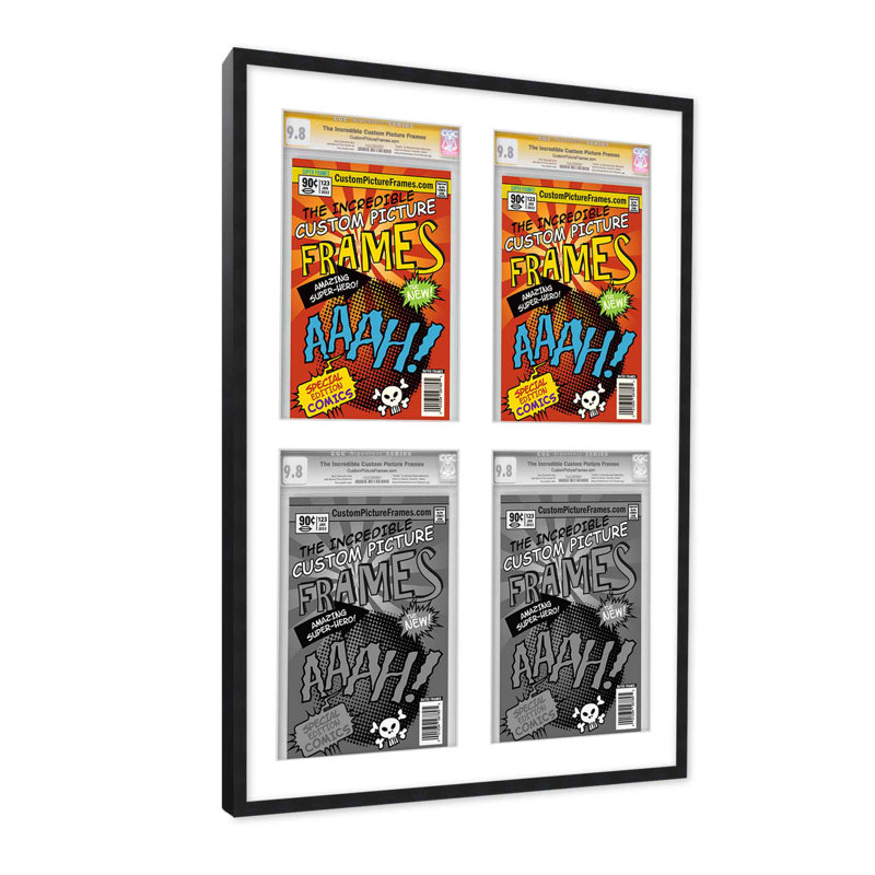 Wood Picture Frame with Mat, Black/White