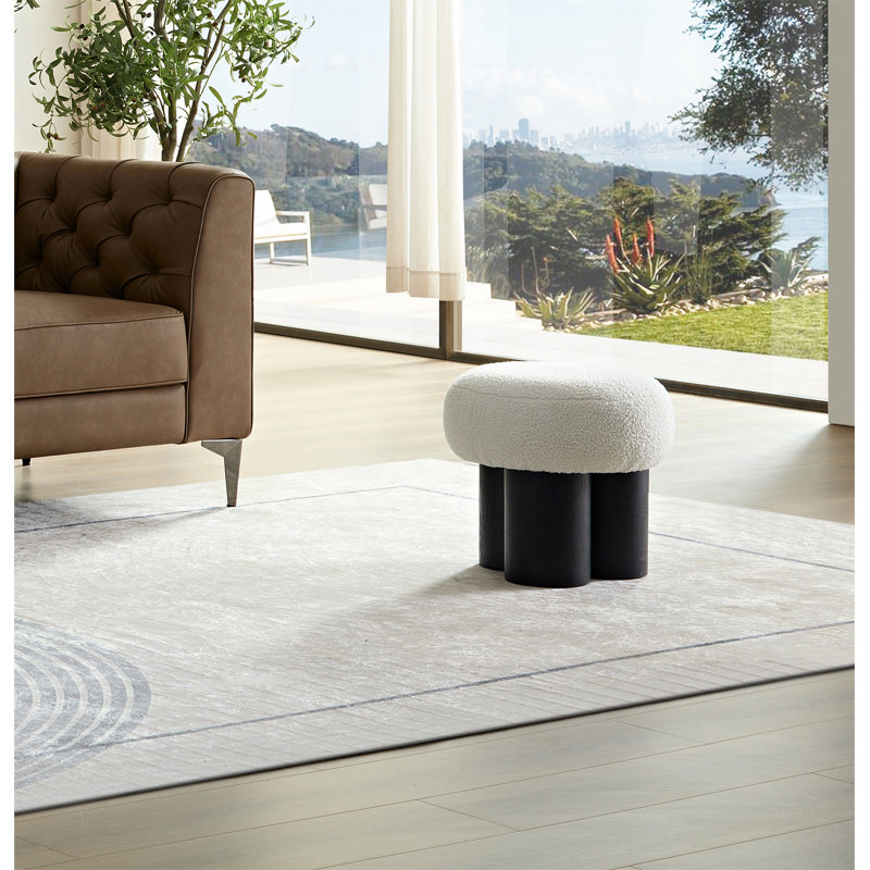 Medelyn Upholstered Ottoman, White, Black
